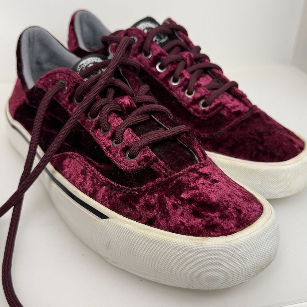 Diesel Crush Velvet Sneakers Burgundy Red W9 355 SFlip Low, Skater, Y2k,Fairycor